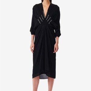 Designer IRO PARIS Elonora 23S V Neck Dress, Kaftan swimsuit coverup Sz 44